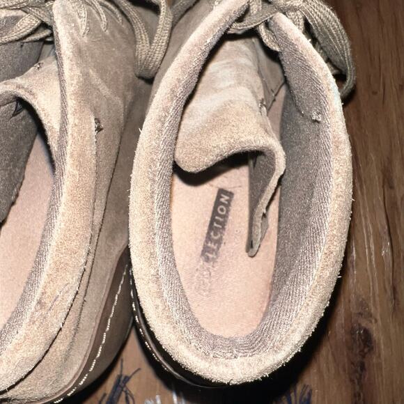 Olive Brown Clarks Sashlin Sue Suede Oxford Heeled Ankle Booties Size 10 - Picture 10 of 11